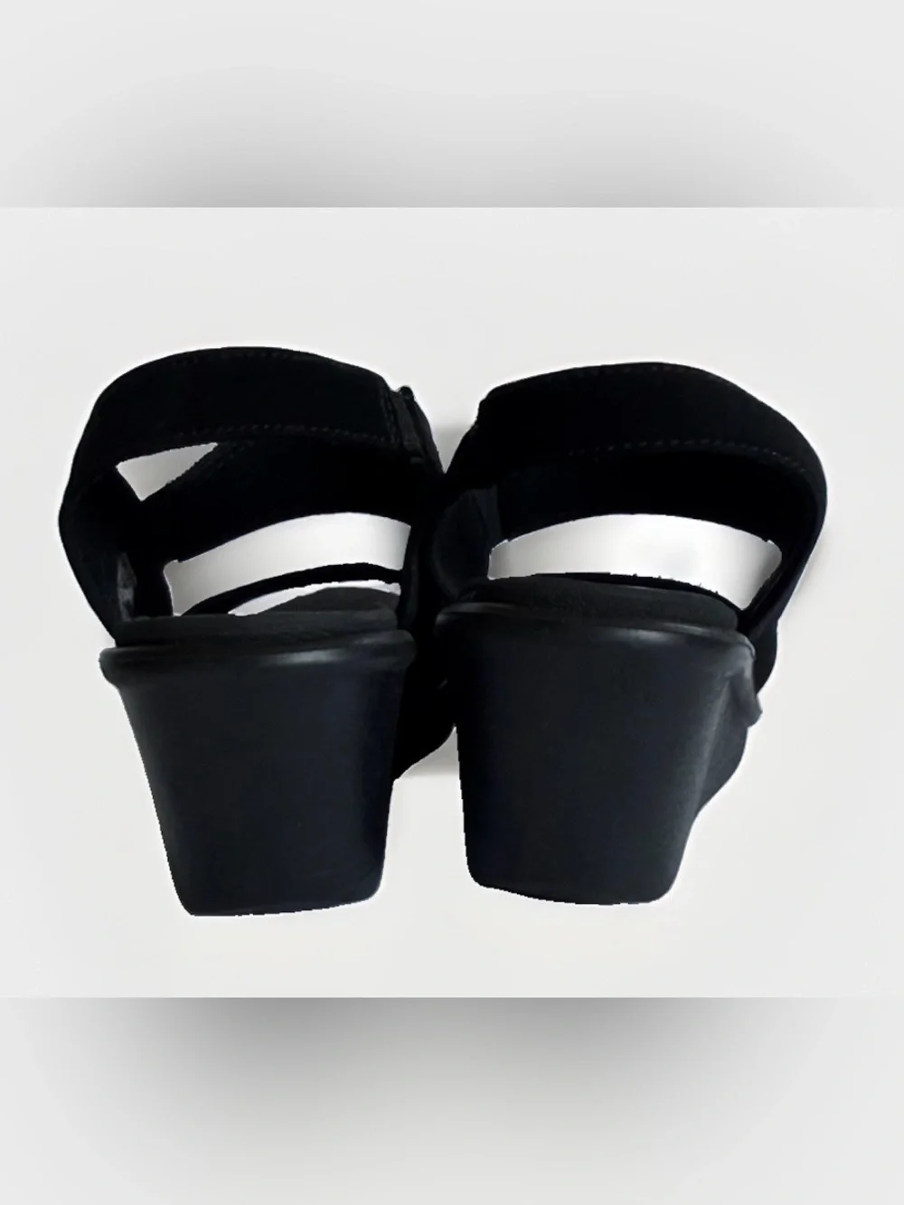 Skechers Luxe Foam Womens 7 Black Rhinestone Wedge Sandals Slingback Open Toe